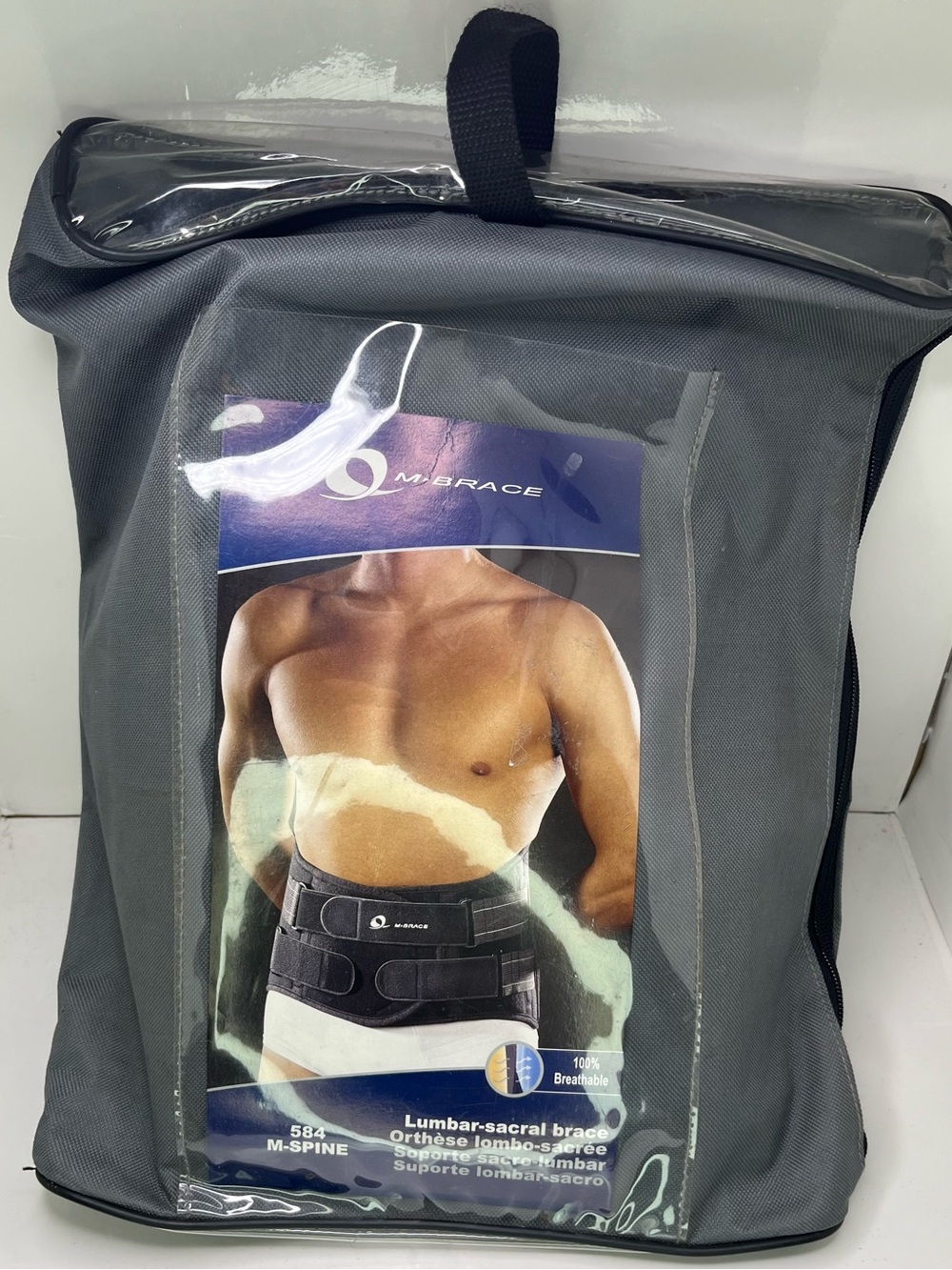M-Brace M-SPINE 584 Lumbar-Sacral Back Brace Size M Black Breathable
